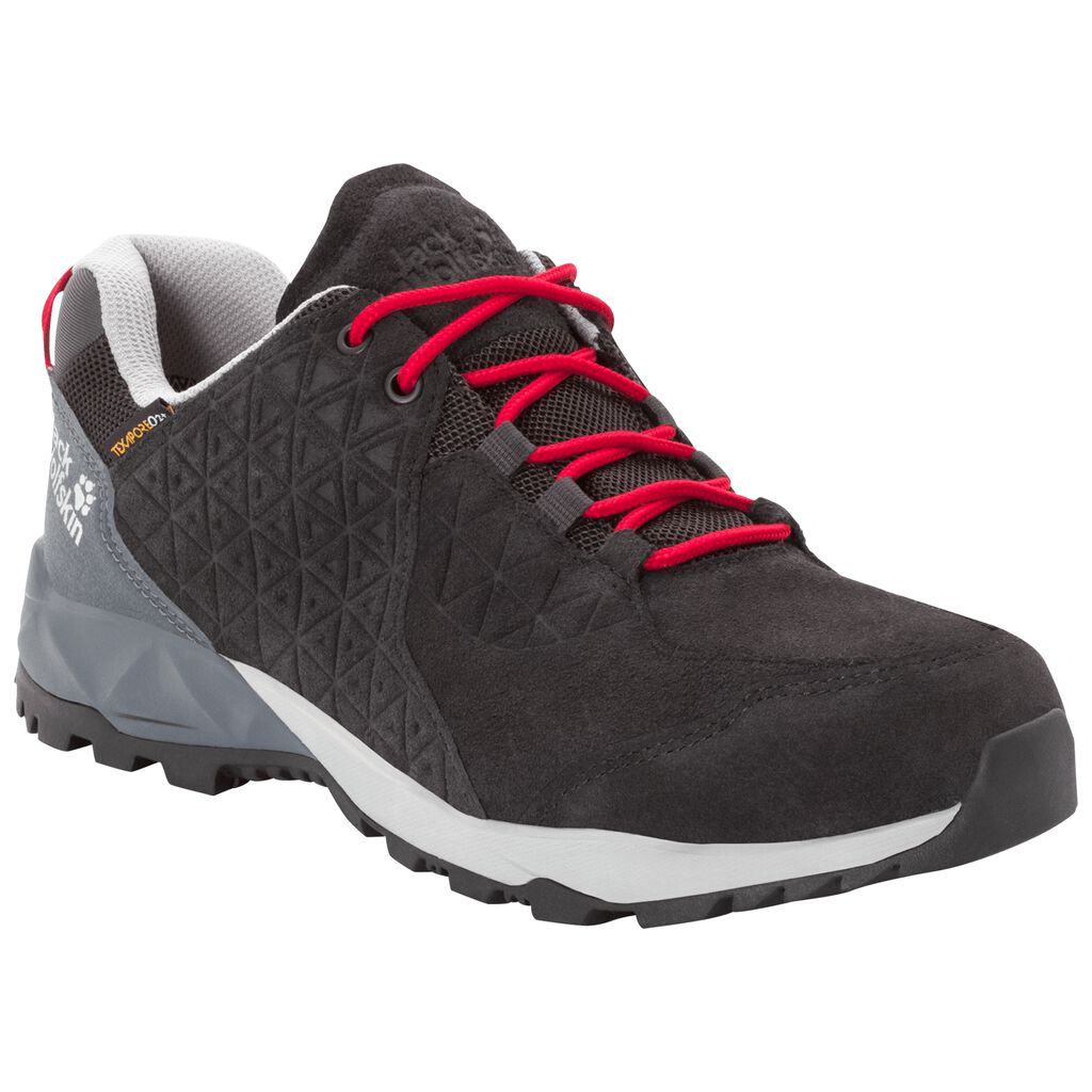 Jack Wolfskin CASCADE HIKE LT TEXAPORE LOW Férfi Túracipő Fekete/Piros - QMXNLY-384